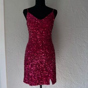Francesca’s pink sequin dress